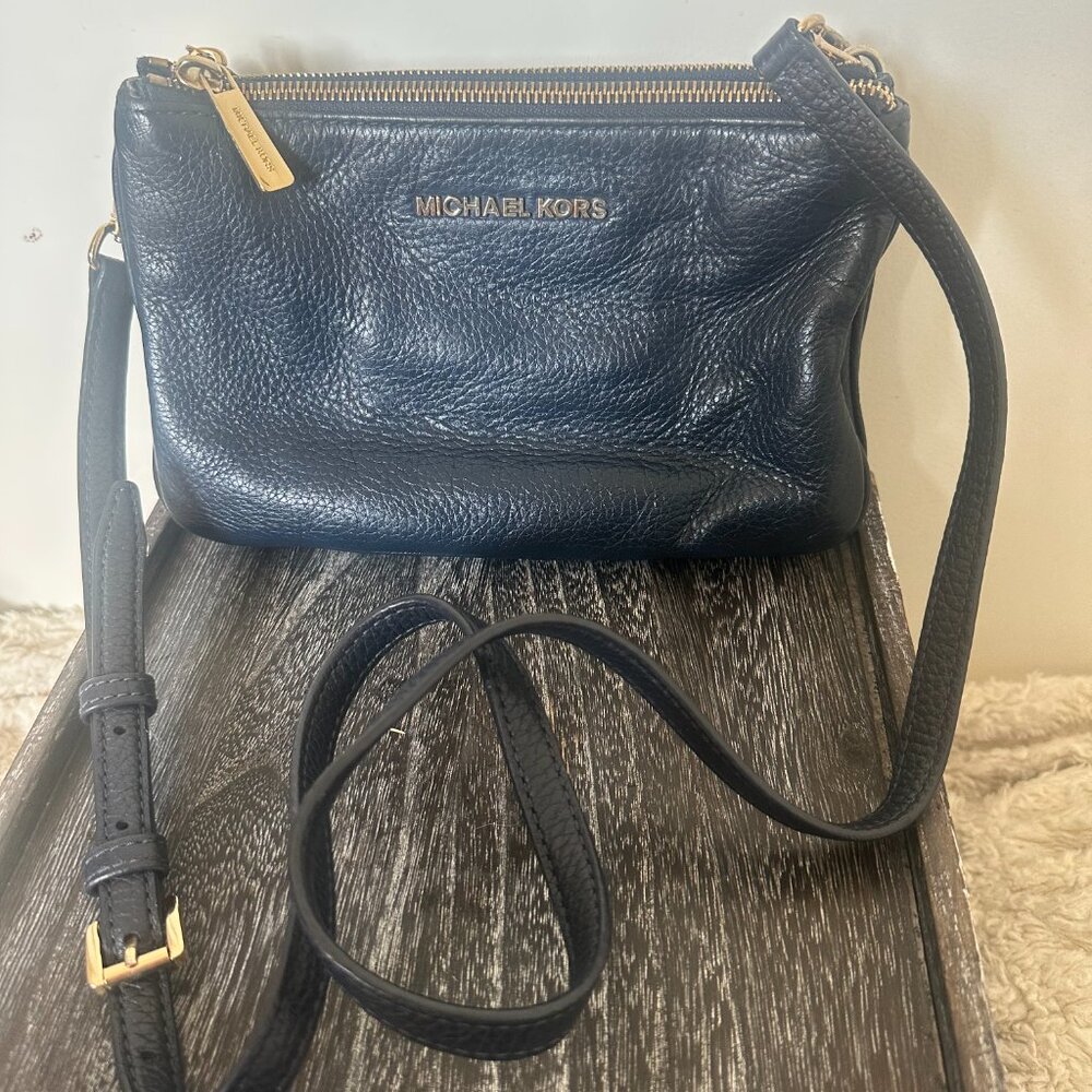 Michael Kors Navy Bag- 3 openings.
